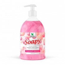 Крем-мыло жидкое с перламутром "Soapy" розовый жемчуг увлажн. с дозатор. 1000 мл. Clean&Green CG8310